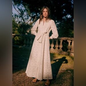 Sezane Bella Dress Ecru Embroidery - Size 4